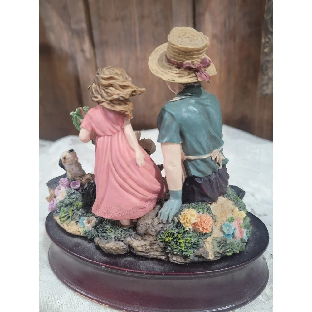 Victorian Women and Child In Flower Garden Music Box